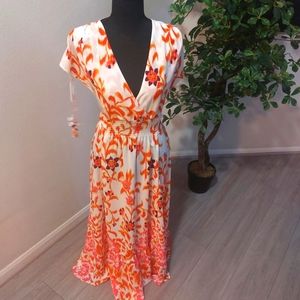 INDIKKA V-neck Fit and Flare Maxi Dress Size M